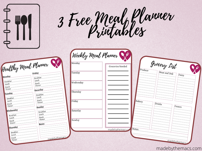 3 Free Meal Planner Printables